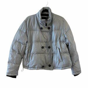 NEW Bod & Christensen Women's Puffer Jacket Ice Blue Double Breasted Leather XXL